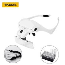 Glasses Magnifier Glass 1.0X 1.5X 2.0X 2.5X 3.5X Adjustable 5 Lens Loupe LED Light Headband Magnifier Glasses With LED Light 2024 - buy cheap
