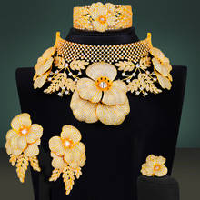 Missvikki-Conjunto de joyería de lujo para mujer, collar, brazalete, anillo, 4 piezas, estilo africano, corona de princesa, flor, boda, Dubái, novia 2024 - compra barato