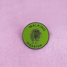 Walking disaster brooch green hot mess funny goofy pun cartoon flair addition 2024 - buy cheap