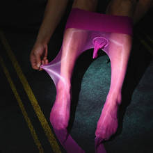 Meia-calça transparente para homens, sexy, sem costura, 360, brilhante, óleo, barata, bolsa convexa, meia-calça, lingerie 2024 - compre barato