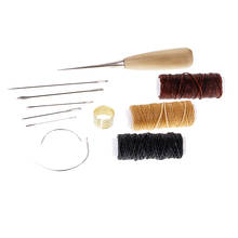12 Pack Leather Craft Tools, Includes Leather Hand Sewing Needle,Curved Needles,Waxed Thread Cord, Drilling Awl and Thimble 2024 - buy cheap