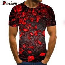 Camiseta roja con estampado 3D para hombre, ropa de calle de vacaciones diarias, camisetas exageradas, camisetas divertidas de bloque de Color geométrico, talla 4XL 2024 - compra barato