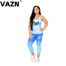 VAZN 2020 High Quality High Street Casual Letter Young Tracksuits Daily Regular Tank Top Long Pants Slim Women 2 Piece Set 2024 - buy cheap