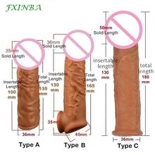 FXINBA Realistic Condoms For Men Reusable Penis Sleeve For Male Extender Dildo Enhancer Enlargement Condom Male Cock Sex Toys 2024 - buy cheap