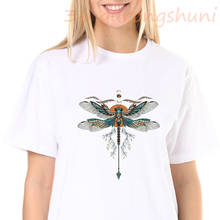 New Summer Harajuku T Shirt Women Dragonfly Printing Round Neck Sleeve Casual Tshirt Streetwear Graphic Tees Clothes Tops Hot 2024 - buy cheap