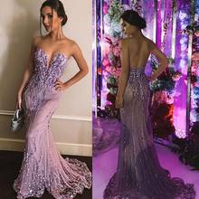 Purple Beaded Sequins Prom Dresses Lace Sweetheart Sexy Mermaid Evening Dress Party Wear Luxury Robes De Soirée 2024 - buy cheap