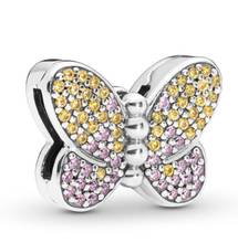 Genuine 925 Sterling Silver Bead Charm Reflexions Bedazzling Butterfly Clip Beads Fit Pandora Women Bracelet Diy Jewelry 2024 - buy cheap