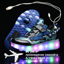 Zapatillas luminosas de dos ruedas para niños y niñas, zapatos de Patinaje con luz Led negra, rosa y roja, con carga USB 2024 - compra barato