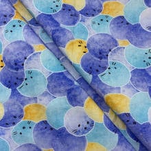 Lovely 100% Cotton Fabric Light Blue Bottom Bubbles Cats Pattern Digital Print Sewing Material DIY Home Patchwork Dress Clothing 2024 - buy cheap