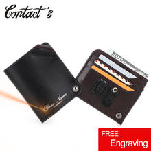 Contact's Name Engrave Genuine Leather Wallet Men Slim Card Holder Wallets Quality Coin Purse for Male ID Credit Card Case Black 2024 - buy cheap