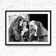 Smoking Nuns Prints Vintage Photo Black and White Poster Cigarette Funny Wall Art Canvas Painting Picture Weird Room Home Decor 2024 - buy cheap