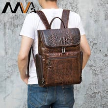 MVA Genuine Leather Laptop Backpack Men 14 Inch Office Male Backpack For Laptop Fashion Schoolbag For Boy Crocodile Pattern 7331 2024 - buy cheap