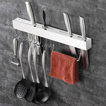 Rack de aço inoxidável multifuncional, suporte de faca sem perfuração, suporte de faca de cozinha simples e preto, suporte de parede, rack de cozinha 2024 - compre barato