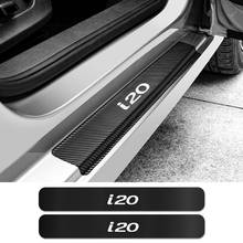 Adesivos de soleiras de porta do carro, 4 unidades, para hyundai i20 auto fibra de carbono vinil decalques anti-arranhão protetor guardas acessórios 2024 - compre barato