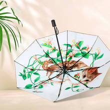 Cute Cat Rain Umbrellas for Women Sunny Umbrella Sunshade Anti UV Lady Small Black Umbrellas 3 Folding Super Light Guarda Chuva 2024 - buy cheap