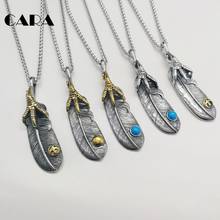 2021 New Feather necklace 2 tone 316L Stainless steel Eagle claw & feather pendant necklace Indian elements necklace CARA0356 2024 - buy cheap