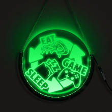 Eat Sleep Game LED Round Hanging Neon Sign Gaming Electric Display Board Gamepad Lighting Home Decor Wall Light Gift For Gamers 2024 - buy cheap