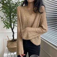 Women Autumn Solid Color Long Sleeve O Neck Knitwear Pullover Loose Blouse Top 2024 - buy cheap