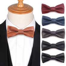 Gravatas borboletas clássicas para homens e mulheres, feitas em couro pu, ajustáveis, para festa de casamento, gravatas casuais 2024 - compre barato