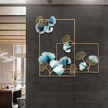 Modern Luxury Wrought Iron Ginkgo Leaf Wall Hangings Home Livingroom Background Wall Mural Crafts Hotel Wall Sticker Decoration 2024 - buy cheap