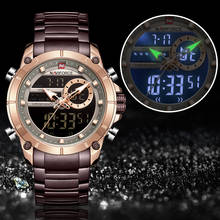 Naviforce relógio masculino de quartzo, relógio de pulso esportivo militar para homens, de aço inoxidável com cronógrafo 2024 - compre barato