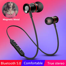 5.0 Bluetooth Earphone Sports Neckband Magnetic Wireless earphones Stereo Earbuds Music Metal Headphones With Mic For All Phones 2024 - купить недорого