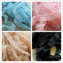 100cm Luxury Tulle Pleated Mesh Fabric Ruffle Fringe Lace Edging Trimming Embroidered Ribbon Dress Cuff Neckline Sewing Supplies 2024 - buy cheap