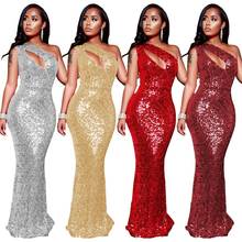 Sexy Hollow Out Sequin Dress Women Sleeveless Bodycon Long Dress Elegant Vintage Evening Party Club Dresses Autumn Femme Vestido 2024 - buy cheap