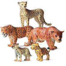 Figura de acción de animales guepardo, modelo de simulación de animales salvajes, colección de PVC, juguete encantador, regalo para niños 2024 - compra barato