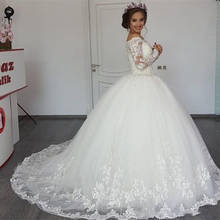 Страна с овальным вырезом бальное платье в стиле «принцесс» Для женщин свадебные свадебное платье-бохо 2020 одежда с длинным рукавом и кружевной аппликацией, Roeb De брак 2021 2024 - купить недорого