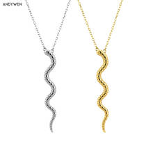 ANDYWEN 925 Sterling Silver New Snake Pendant Necklace Long Chain Gold 40mm Charms Rock Punk Party Women European Jewelry 2024 - buy cheap