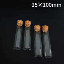 12pcs/lot 25x100mm Flat Bottom Glass Test Tube With Cork Stopper Cap For Kinds Of Tests/Experiments 2024 - buy cheap