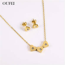 OUFEI Cross Heart Necklace Earrings Set Stainless Steel Jewelry Sets Fashion Jewelry Woman Accessories Free Shipping 2024 - buy cheap