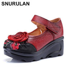 SNURULAN Woman Genuine Leather Unique High Heel Shoes Platform Women's Shoes Flowers 2024 - buy cheap