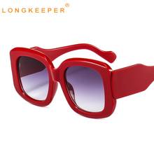 Gafas de sol cuadradas de gran tamaño para hombre y mujer, lentes de sol cuadradas de gran tamaño, diseño de marca, montura grande roja, Vintage, UV400, 2021 2024 - compra barato