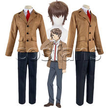 Rascal Does't Dream of chica Senpai para hombre, disfraces de Cosplay Azusagawa Sakuta, pelucas de pelo corto con estilo marrón Azusagawa Sakuta 2024 - compra barato