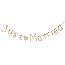JUST MARRIED Burlap banner Wedding Party Flags Just Married Wedding Party Burlap Banner Wedding Party Hanging Decoration 2024 - buy cheap
