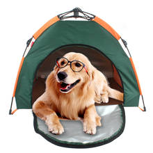Acampamento ao ar livre pet tenda semi-automática dobrável rápido aberto grande cão tenda protetor solar à prova de chuva portátil pet nest com esponja almofada 2024 - compre barato