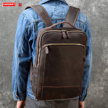 Mochila retrô de couro masculina, bolsa escolar para laptop e viagem 2024 - compre barato