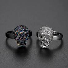 Anillo de circonia cúbica Multicolor estilo Hip Hop para hombre y mujer, sortija de circonia cúbica con esqueleto pavimentado, Calavera, joyería con encanto, envío directo 2024 - compra barato