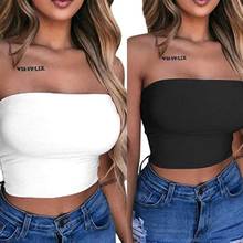 Women Sexy Strapless Off Shoulder Crop Tube Top Solid Color Stretchy Bandeau Seamless Casual Basic Breast Wrap No-Padded Bra 2024 - купить недорого