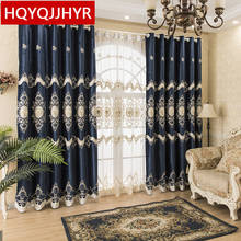 Estilo europeu de luxo 3d bordado villa cortinas para sala estar quarto clássico elegante quarto cortinas para apartamento menina 2024 - compre barato