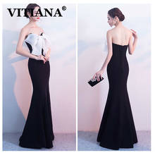 VITIANA Women White Sexy Party Long Dress Female Bow Strapless Elegant Trumpet Dresses Femme Black Host Noble Banquet Vestidos 2024 - buy cheap