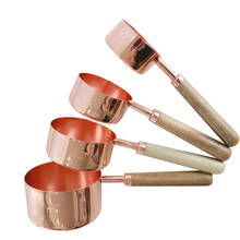 Cuchara medidora creativa de silicona, Juego de 4 cucharas medidoras de oro rosa, herramientas de cocina con escala 2024 - compra barato