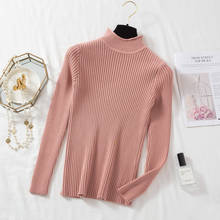 Autumn Winter Ｎew Pullover Sweater Female Soild Basic Long Sleeve Slim Mock Neck Casual Women Knitwear Sweaters Pull Femme Tops 2024 - buy cheap