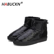 Havuckn-botas femininas de couro bovino legítimo, calçado feminino quente para o inverno, tamanho us 3 a 13, 100% 2024 - compre barato