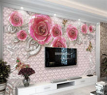 Beibehang-papel tapiz personalizado 3d, hermoso fondo romántico de joyería rosa para sala de estar, papeles de pared, decoración del hogar, mural 3d 2024 - compra barato