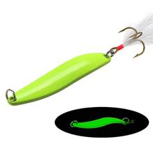 2Pcs 5g 7g 10g 13g  Spinner Spoon Luminous Metal Lures Feather Treble Hook Artificial Bait For Bass Trout Pesca Fishing Tackle 2024 - buy cheap