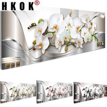 Hcob pinturas modulares abstratas em tela, posteres impressões, flores orquídeas brancas, imagens de arte de parede, decoração de casa, sala de estar sem moldura 2024 - compre barato