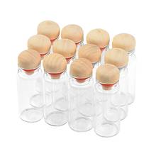 Mini frascos de vidrio transparentes de 12ml, tapa de goma de madera dura, botellas rellenables para deseos de manualidades, frascos de comida y dulces, 100 Uds. 2024 - compra barato